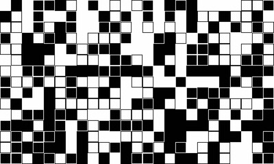 Abstract black and white mosaic pattern.  Perfect for backgrounds, textures, or modern design projects.  Its chaotic yet structured composition evokes a sense of complexity and visual intrigue.