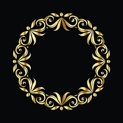 Vector golden frame. Elegant element for design in Eastern style, place for text. Floral golden border. Lace illustration for invitations and greeting cards.