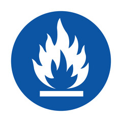 Blue Safety Icon Representing Flammable Material Warning Sign