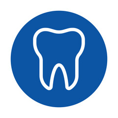 Simple and Clean Dental Icon Featuring a Tooth on a Blue Circular Background