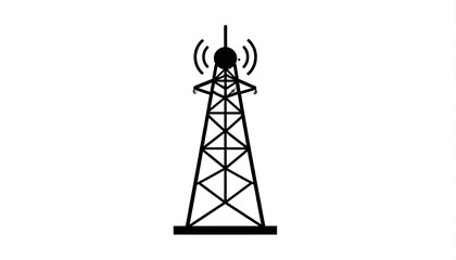 Simple black silhouette of a radio tower