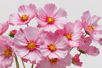 Close-up of a bouquet of pink cosmos flowers.