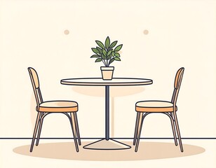 Simple cafe interior illustration