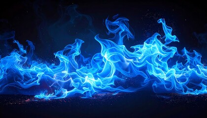 Abstract blue flames on dark background