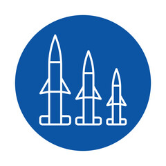 Simple Icon of Three Different Missile Designs on Blue Background