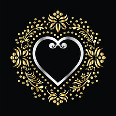 Vector set of decorative elements for design. Elegant line art frames for invitations, greeting cards, scrapbooking. Golden elements on black background