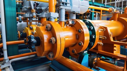 Transfer pump with a compact metallic gray body, inlet and outlet hoses, placed in a factory, warehouse, or industrial facility to move liquids like water, oil, or chemicals, equipped with a motor and