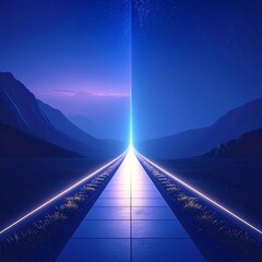 Futuristic pathway into a luminous portal