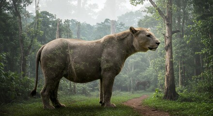 Naklejka premium Prehistoric animal in forest