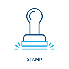 Stamp Icon Outline Color Style. Vector Illustration For Graphic Design