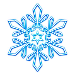 Glowing Blue Snowflake on Transparent Background
