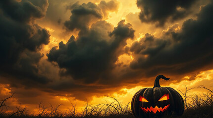 halloween pumpkin on a dark background