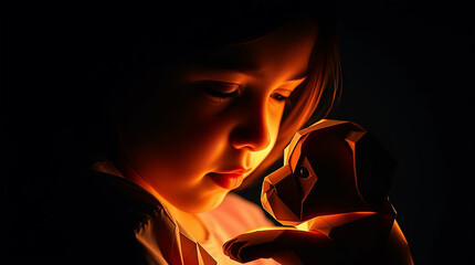 girl with a dog cozy fantastic illustration