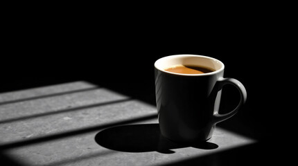 cup of coffee on black background
