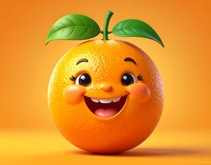 Happy orange fruit character