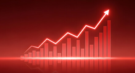 Dynamic financial growth chart with rising arrow, representing success, profit, and positive business trends