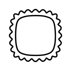 Square frame with wiggly edges isolated on white background. Vignette for picture, photo or mirror with undulating borders. Empty box, tag, stamp or label. Vector graphic illustration.