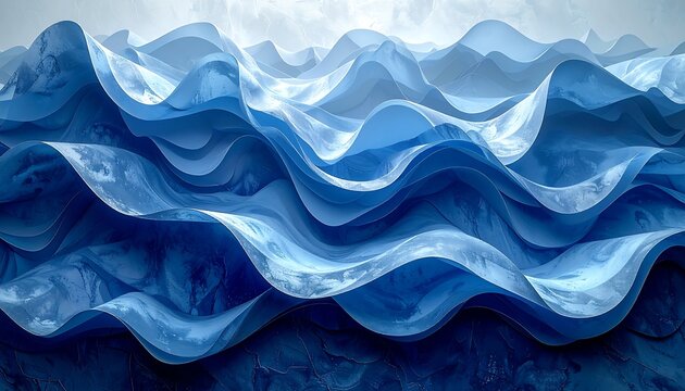 Abstract blue wave landscape