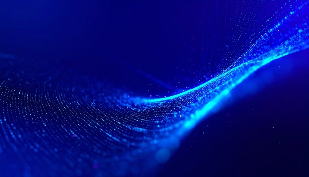 Abstract blue wave of particles - Powered by Adobe