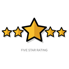 Five golden stars rating illustration for customer feedback.