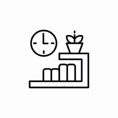 book shelf clock icon sign vector