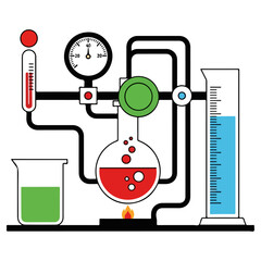 Scientific laboratory equipment for chemical experiments and research.