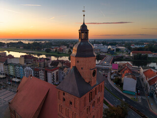 Saint Mary's cathedral at sunrise in Gorzów Wielkopolski. Poland