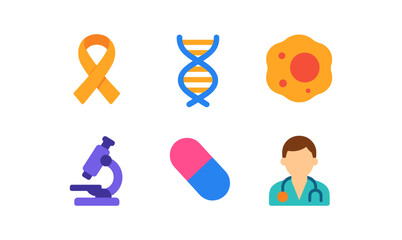 Fototapeta premium Oncology icons collection for medical education and awareness campaigns