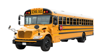 Yellow School Bus Isolated on White Background.