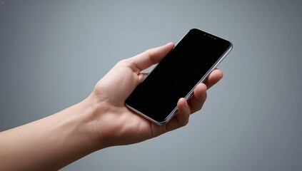 Hand Holding Smartphone with Blank Screen Turned Off