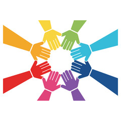 Diverse hands reaching towards each other in unity and support.