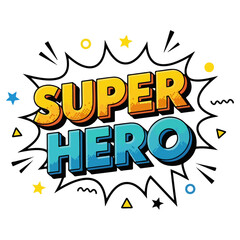 Superhero Comic Book Style Illustration with Burst Effect and Stars.