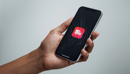Hand Holding Smartphone with Delivery Icon on Screen