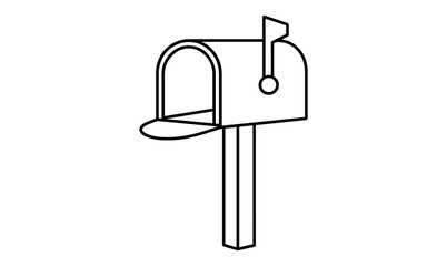 Minimalist line art mailbox with flag icon