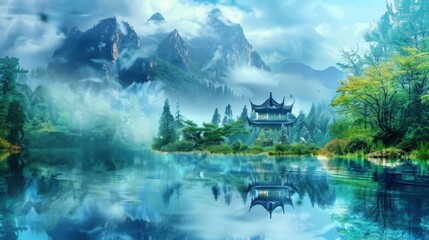 Fototapeta premium Summer Nature Landscapes: Blue Skies, Sunrises/Sunsets & Mountain Cloudscapes