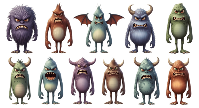 Collection of Cartoonish Monster Characters.
