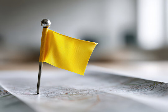 macro shot of map featuring bright flag pin labeled attractions essence of travel