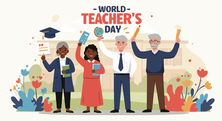 Obraz premium Vector illustration world teacher's day