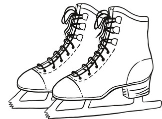 Hand drawn ice skates vector illustration. Winter Sport. Figure skating