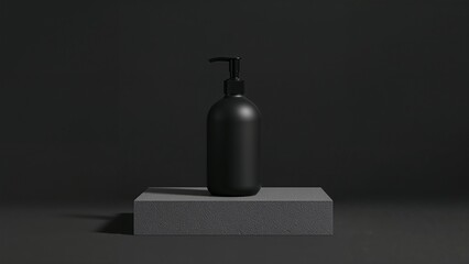 Minimalist black matte bottle studio shot