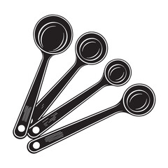 Black measuring spoons Silhouette Vector, High Quality Illustration on White Background