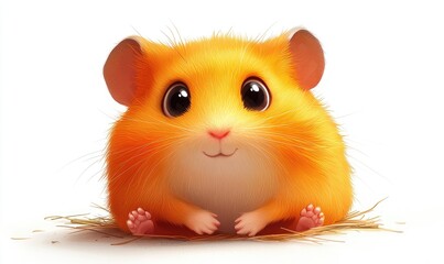 Cute, fluffy orange hamster