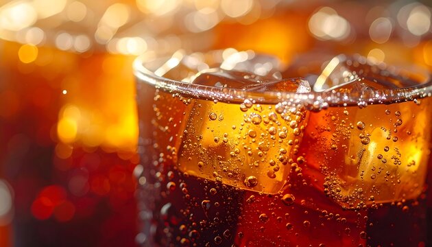 Close-up of iced soda drink