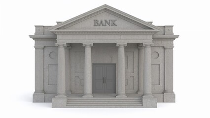 Fototapeta premium Neoclassical bank facade in monochrome 3d render
