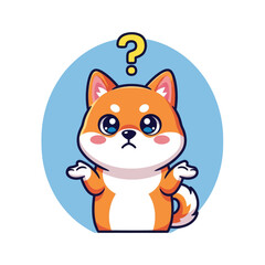 Confused Shiba Inu puppy cartoon illustration.