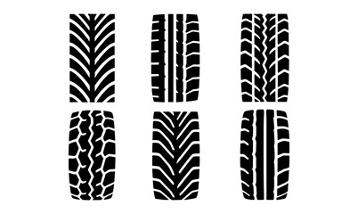 Fototapeta premium Collection of tire tread silhouettes for design concepts and industrial projects