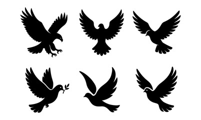 Obraz premium Elegant bird silhouettes: diverse winged designs for creative projects