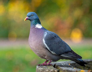 Obraz premium Pigeon perched on a weathered stump