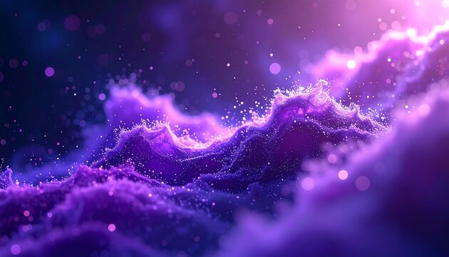 Glowing purple waves, cosmic dust - Powered by Adobe