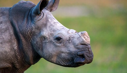 White Rhinoceros Calf Close-up.